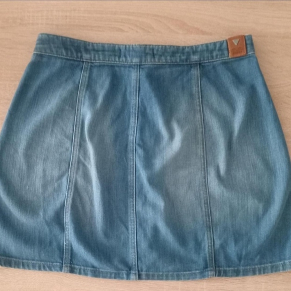 Guess Mini Denim Button-Up Skirt A-Line Y2K Size 29'' Jean Skirt Campus Summer - Picture 5 of 8
